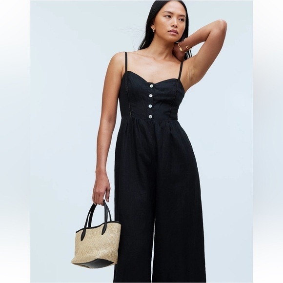 NWOT Madewell Sleeveless Wide-Leg Jumpsuit in 100% Linen - Picture 1 of 8